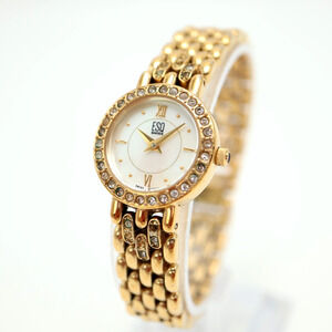 ESQ Swiss Womens Watch Gold Tone 22mm MOP Dial Steel Bracelet with New Battery